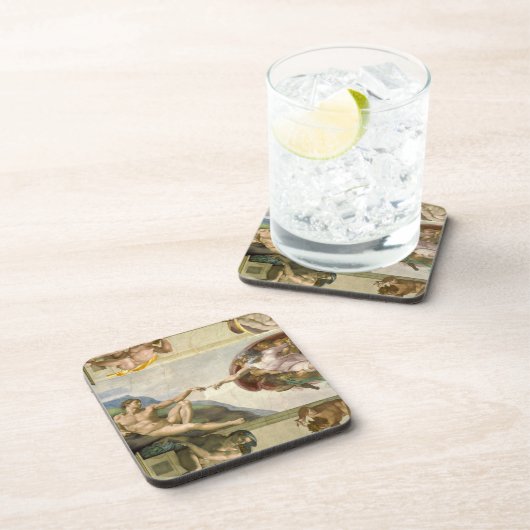 Michelangelo's Schepping van Man (Schepping van Ad Bier Onderzetter (Rechterzijde)