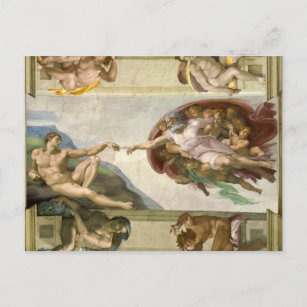 Michelangelo's Schepping van Man (Schepping van Ad Briefkaart