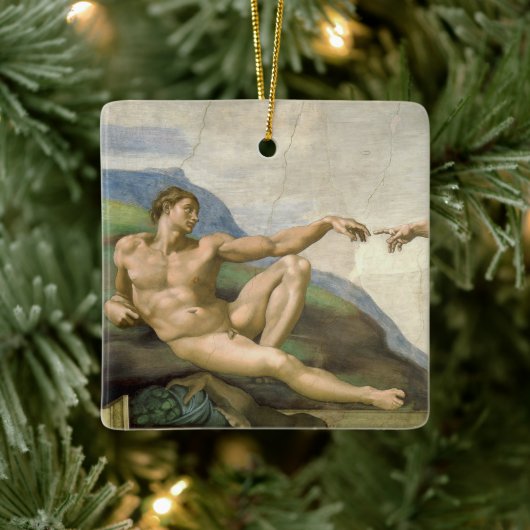 Michelangelo's Schepping van Man (Schepping van Ad Keramisch Ornament (Boom)