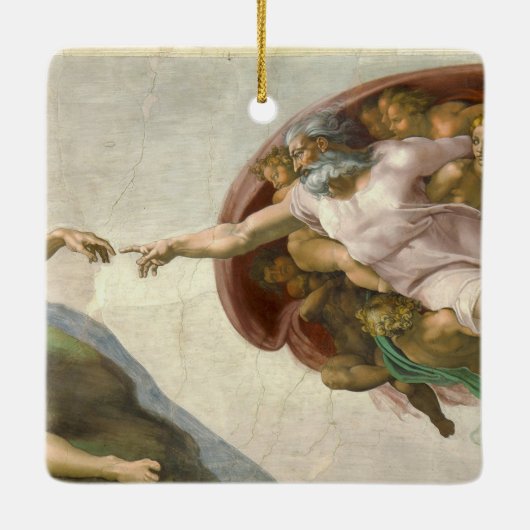 Michelangelo's Schepping van Man (Schepping van Ad Keramisch Ornament (Achterkant)