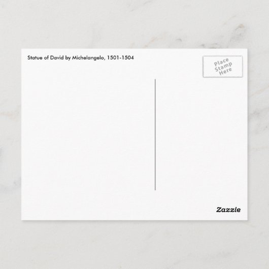 Michelangelo's standbeeld van David Briefkaart (Achterkant)