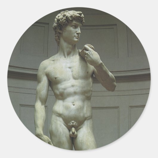 Michelangelo's standbeeld van David Ronde Sticker (Voorkant)