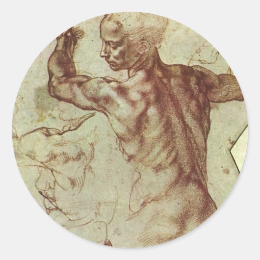 Michelangelo's studie van een Libische Sibille Ronde Sticker (Voorkant)