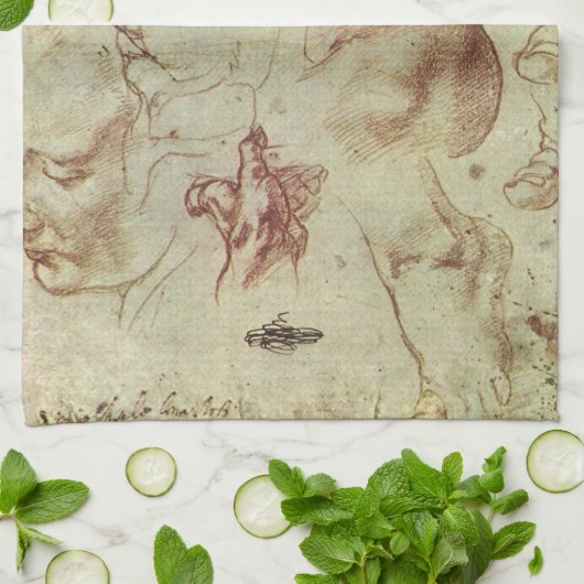 Michelangelo's studie van een Libische Sibille Theedoek (Gevouwen)