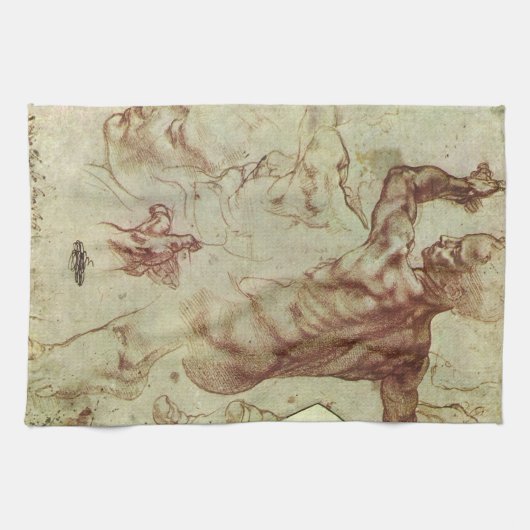 Michelangelo's studie van een Libische Sibille Theedoek (Horizontaal)