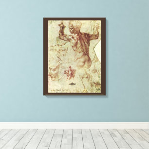 Michelangelo's Studie voor een Libische Sibylle Canvas Afdruk