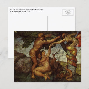 Michelangelo's Val en verdrijving, Hof van Eden Briefkaart