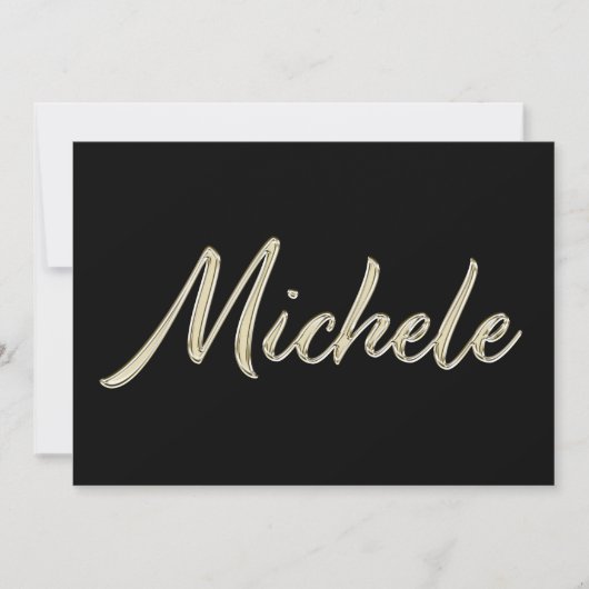 Michele Name white gold Handwriting Karte Kaart (Voorkant)