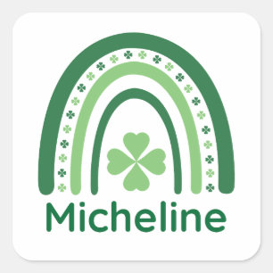Micheline Name Clover Boho Rainbow Vierkante Sticker