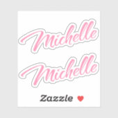Michelle Decoratieve Naam in Roze x2 Sticker (Vel)