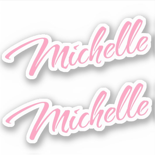 Michelle Decoratieve Naam in Roze x2 Sticker (Voorkant)
