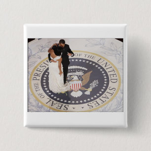 Michelle en Barack Obama Vierkante Button 5,1 Cm