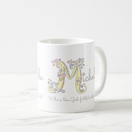 Michelle letter M: monogram mok (Voorkant rechts)