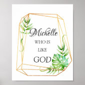 Michelle Naam Betekenis Bloemen Frame Tropisch Poster (Voorkant)