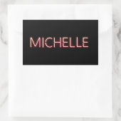 Michelle-naam in gloeiend neonlicht nieuwigheid rechthoekige sticker (Tas)