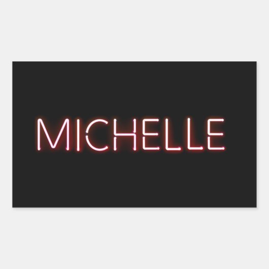 Michelle-naam in gloeiend neonlicht nieuwigheid rechthoekige sticker (Voorkant)