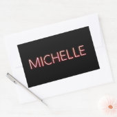 Michelle-naam in gloeiend neonlicht nieuwigheid rechthoekige sticker (Envelop)