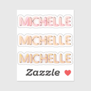 Michelle-naam in gloeiende neonverlichting x3 sticker