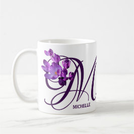  Michelle naam paarse bloemen monogram Koffiemok