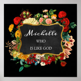Michelle Name Betekenis  Floral Birthday Gift Poster