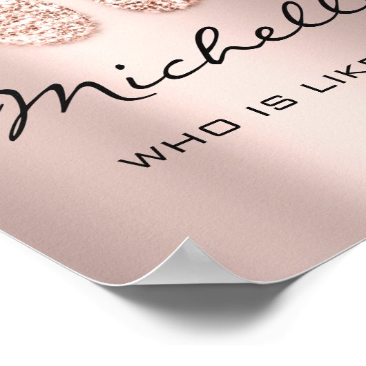 Michelle Name Betekenis nieuwe baby Feet Roos Gift Poster (Hoek)