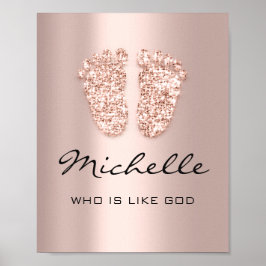 Michelle Name Betekenis nieuwe baby Feet Roos Gift Poster