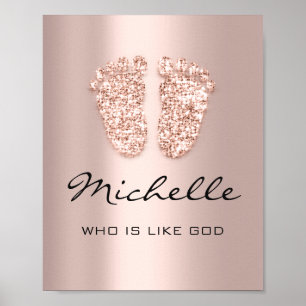 Michelle Name Betekenis nieuwe baby Feet Roos Gift Poster