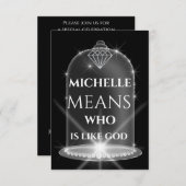 Michelle Name Beting Diamond Afstuderen Spark Kaart (Voorkant / Achterkant)