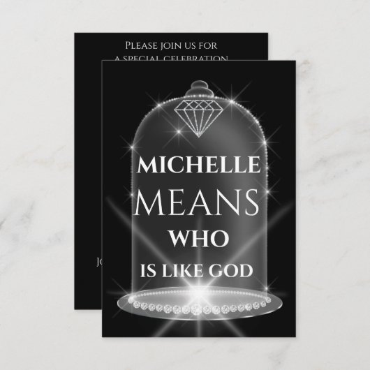 Michelle Name Beting Diamond Afstuderen Spark Kaart (Voorkant / Achterkant)