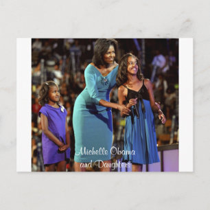 Michelle Obama en Daughters Briefkaart