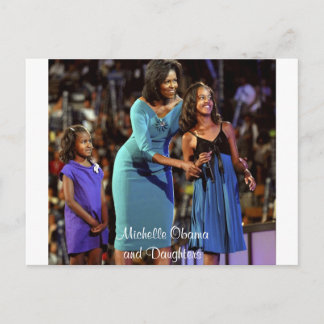 Michelle Obama en Daughters Briefkaart