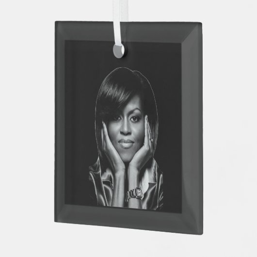 MICHELLE OBAMA GLAS ORNAMENT (Voorkant links)