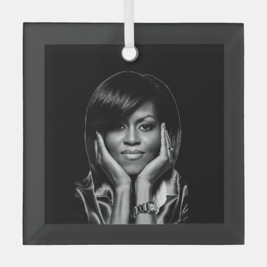 MICHELLE OBAMA GLAS ORNAMENT (Voorkant)