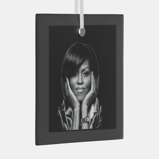 MICHELLE OBAMA GLAS ORNAMENT (Voorkant Rechts)