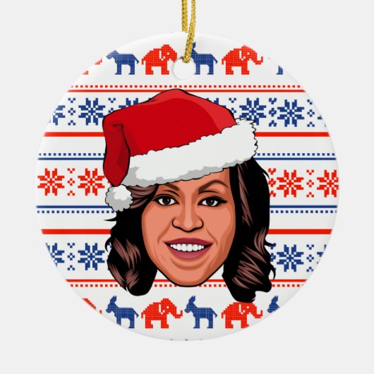 MICHELLE OBAMA Kerstmis Keramisch Ornament (Voorkant)