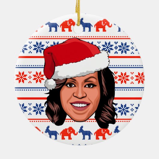 MICHELLE OBAMA Kerstmis Keramisch Ornament (Achterkant)