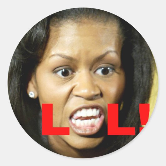 Michelle Obama LOL Ronde Sticker (Voorkant)