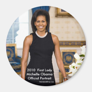 Michelle Obama Officieel portret 2010 Round Magnet