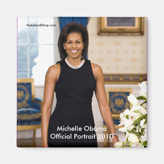 Michelle Obama Officiële Portret Square Magnet (Voorkant)