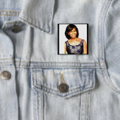MICHELLE OBAMA VIERKANTE BUTTON 5,1 CM (In situ)
