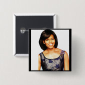 MICHELLE OBAMA VIERKANTE BUTTON 5,1 CM (Voorkant /achterkant)