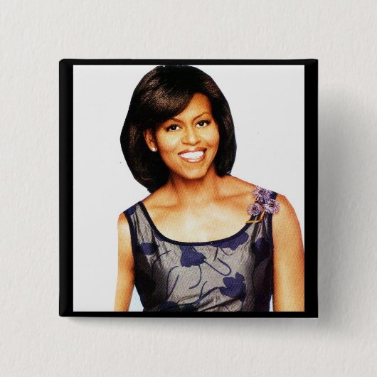 MICHELLE OBAMA VIERKANTE BUTTON 5,1 CM (Voorkant)