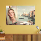 Michelle Pfeiffer Portret in uitvoering - Pastel Canvas Afdruk (Insitu (Woonkamer))