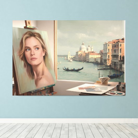 Michelle Pfeiffer Portret in uitvoering - Pastel Canvas Afdruk (Insitu (Houten vloer))