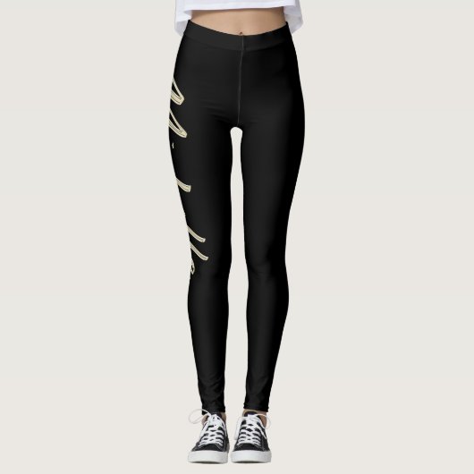 Michelle white gold Handwriting Hose Leggings (Voorkant)