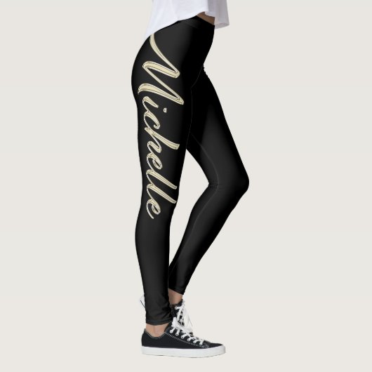 Michelle white gold Handwriting Hose Leggings (Rechts)