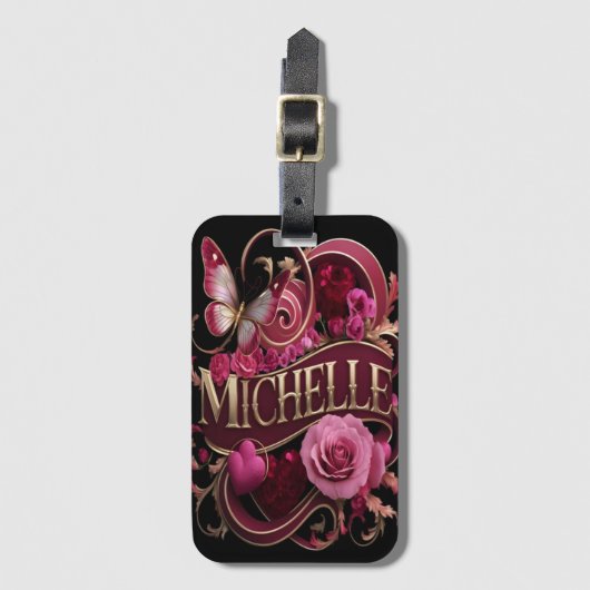 Michelle's Bloemen Naamplaat Bagagelabel (Voorkant (verticaal))