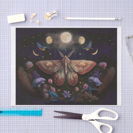 Michelle's fladderende maan, kleurrijke mot tissuepapier (Craft)