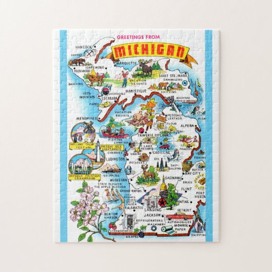 Michigan 11x14 Kaart Legpuzzel (Verticaal)