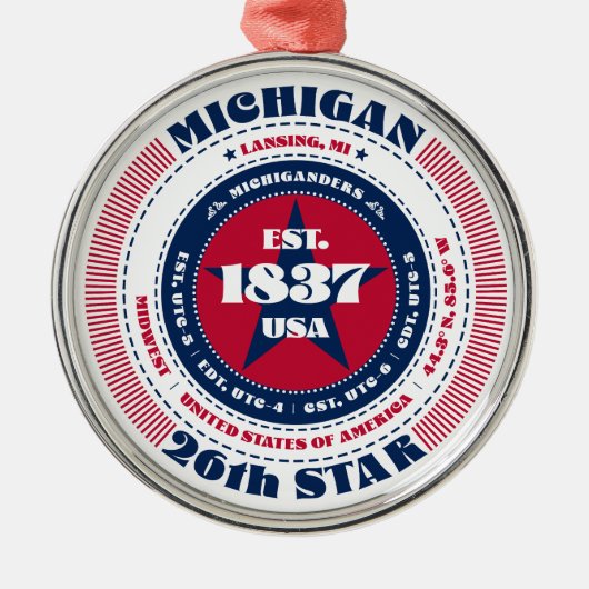 Michigan 26e staat kerstversiering metalen ornament (Voorkant)